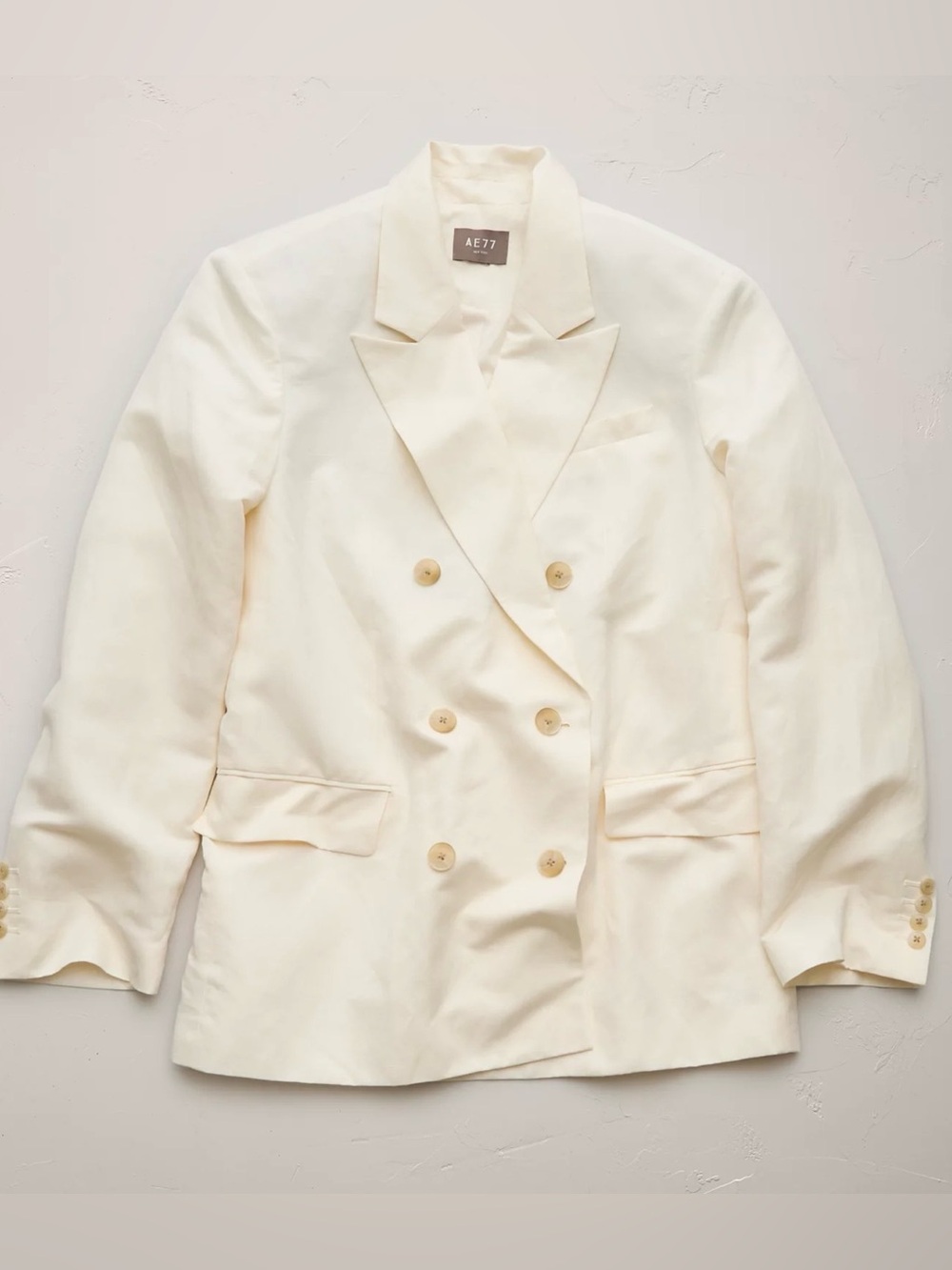 AE77 Premium Linen-Silk Double-Breast Blazer, MEDUIM, NWT